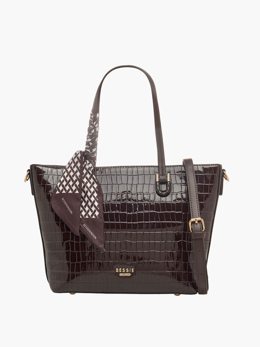 Textured Tote Bag with Detachable Strap