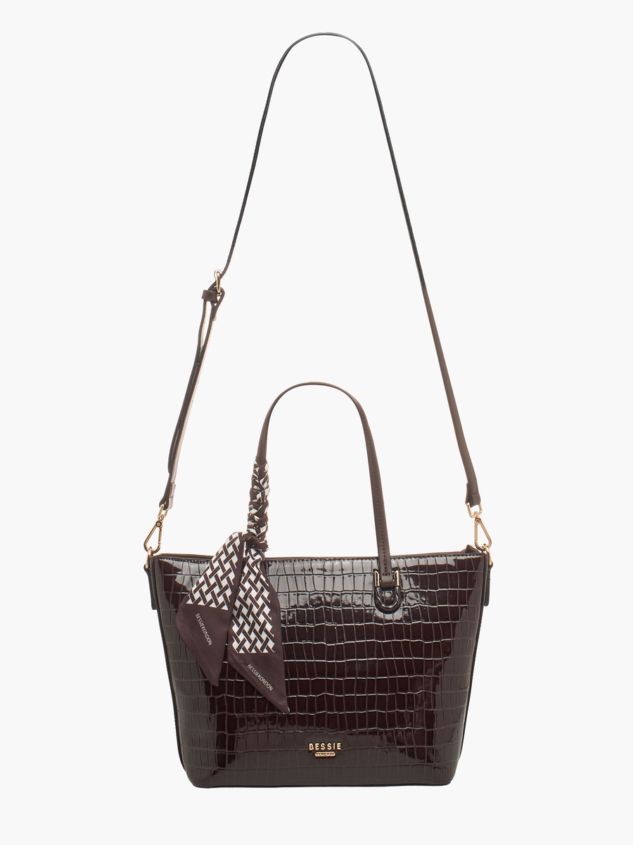 Textured Tote Bag with Detachable Strap