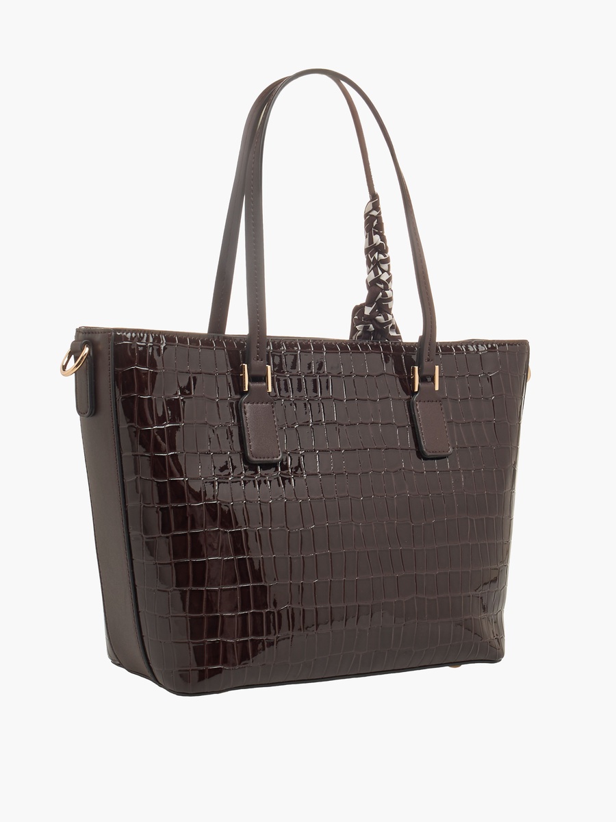 Textured Tote Bag with Detachable Strap