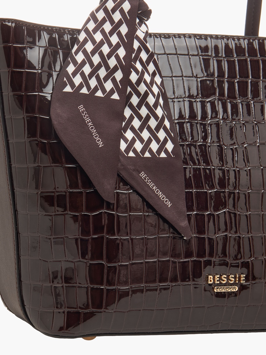 Textured Tote Bag with Detachable Strap