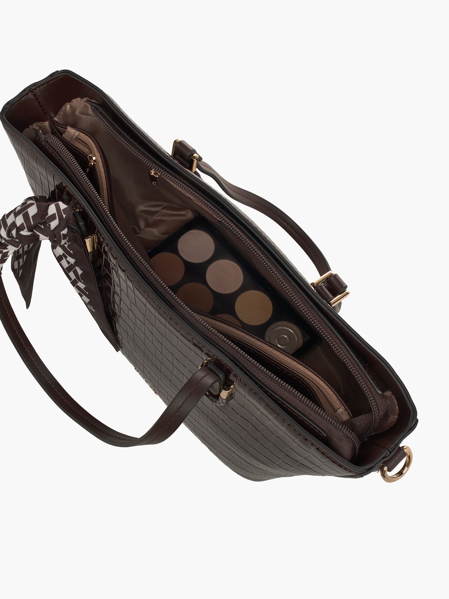 Textured Tote Bag with Detachable Strap