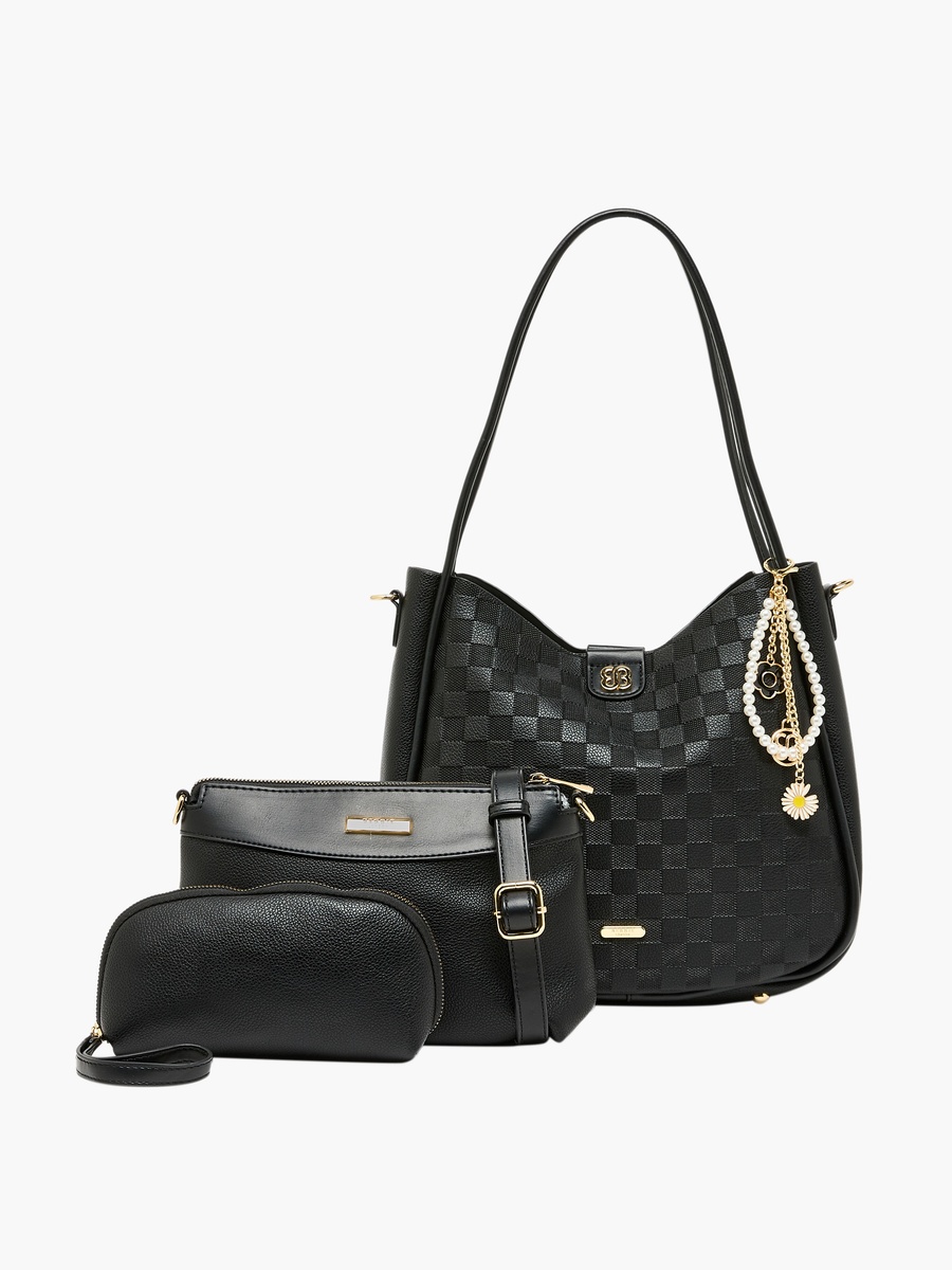 Checkered Tote Bag Set