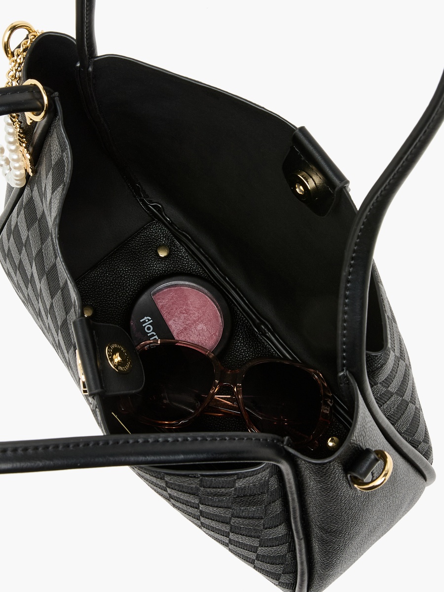 Checkered Tote Bag Set