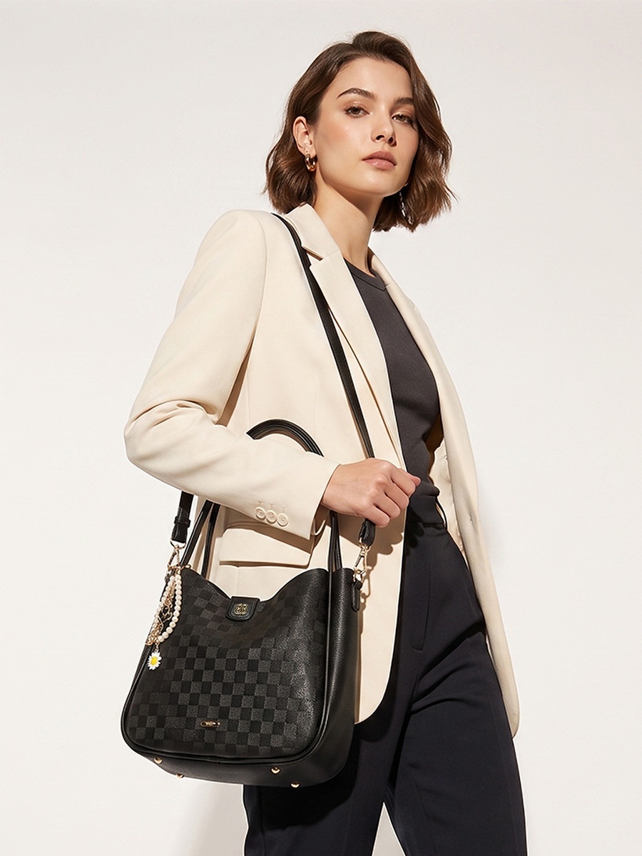 Checkered Tote Bag Set