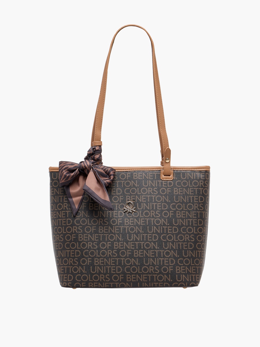 Monogram Tote Bag with Scarf Accent