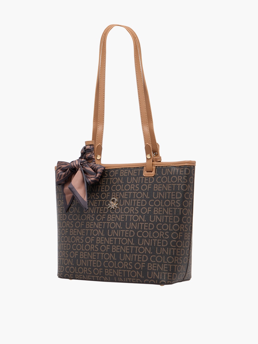 Monogram Tote Bag with Scarf Accent
