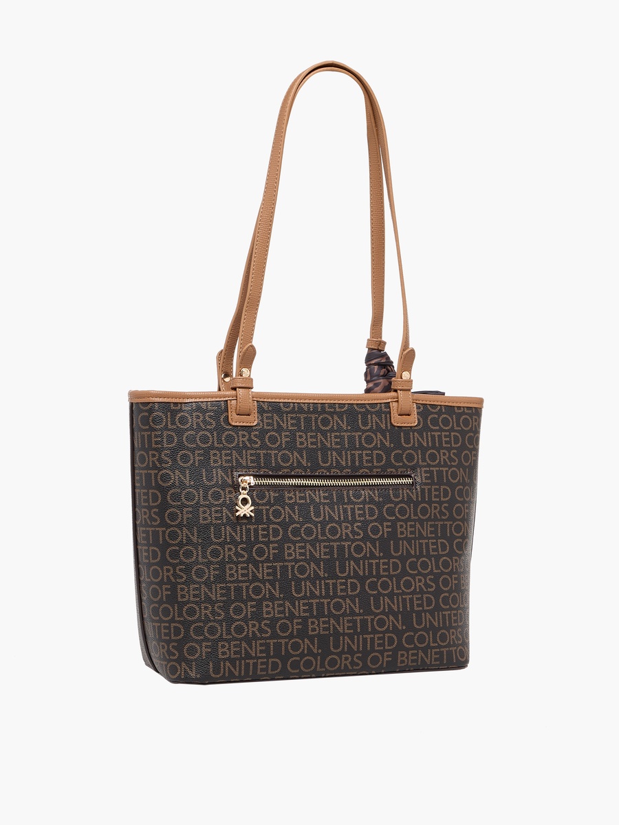 Monogram Tote Bag with Scarf Accent