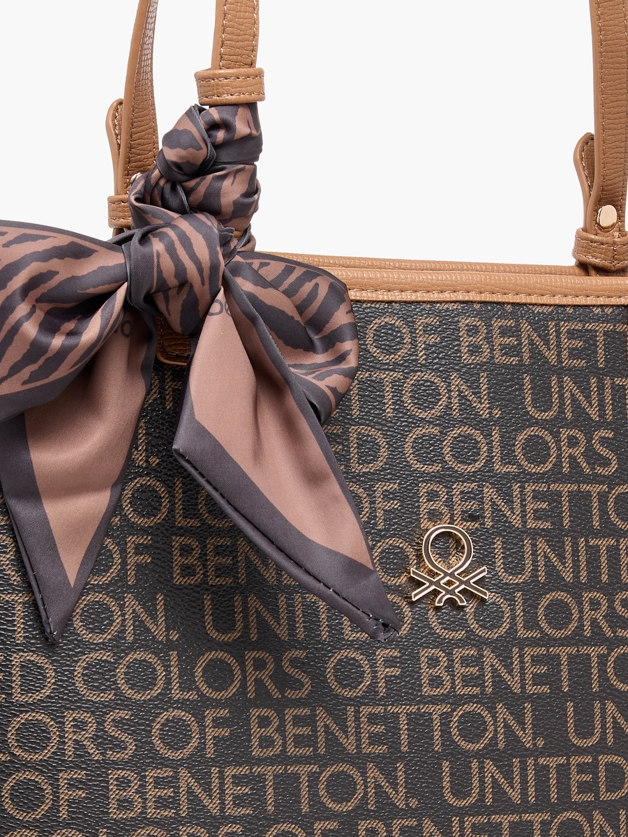 Monogram Tote Bag with Scarf Accent