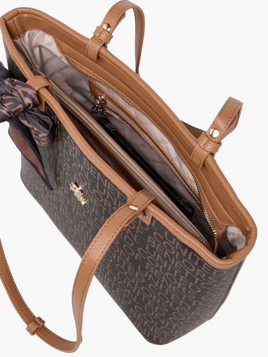 Monogram Tote Bag with Scarf Accent