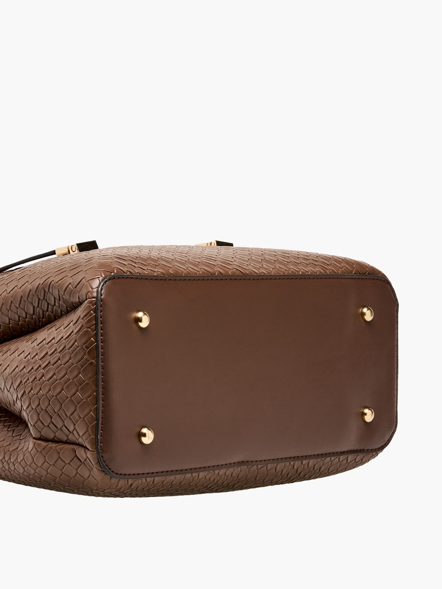 Textured Tote Bag with Crossbody Bag and Wallet