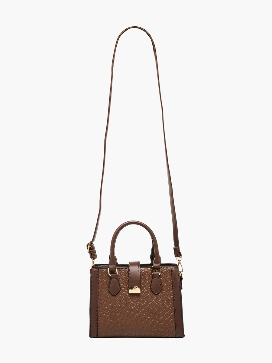 Textured Tote Bag with Crossbody Bag and Wallet