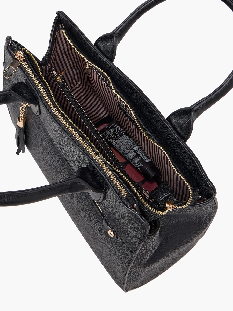Textured Tote Bag with Crossbody Bag and Pouch