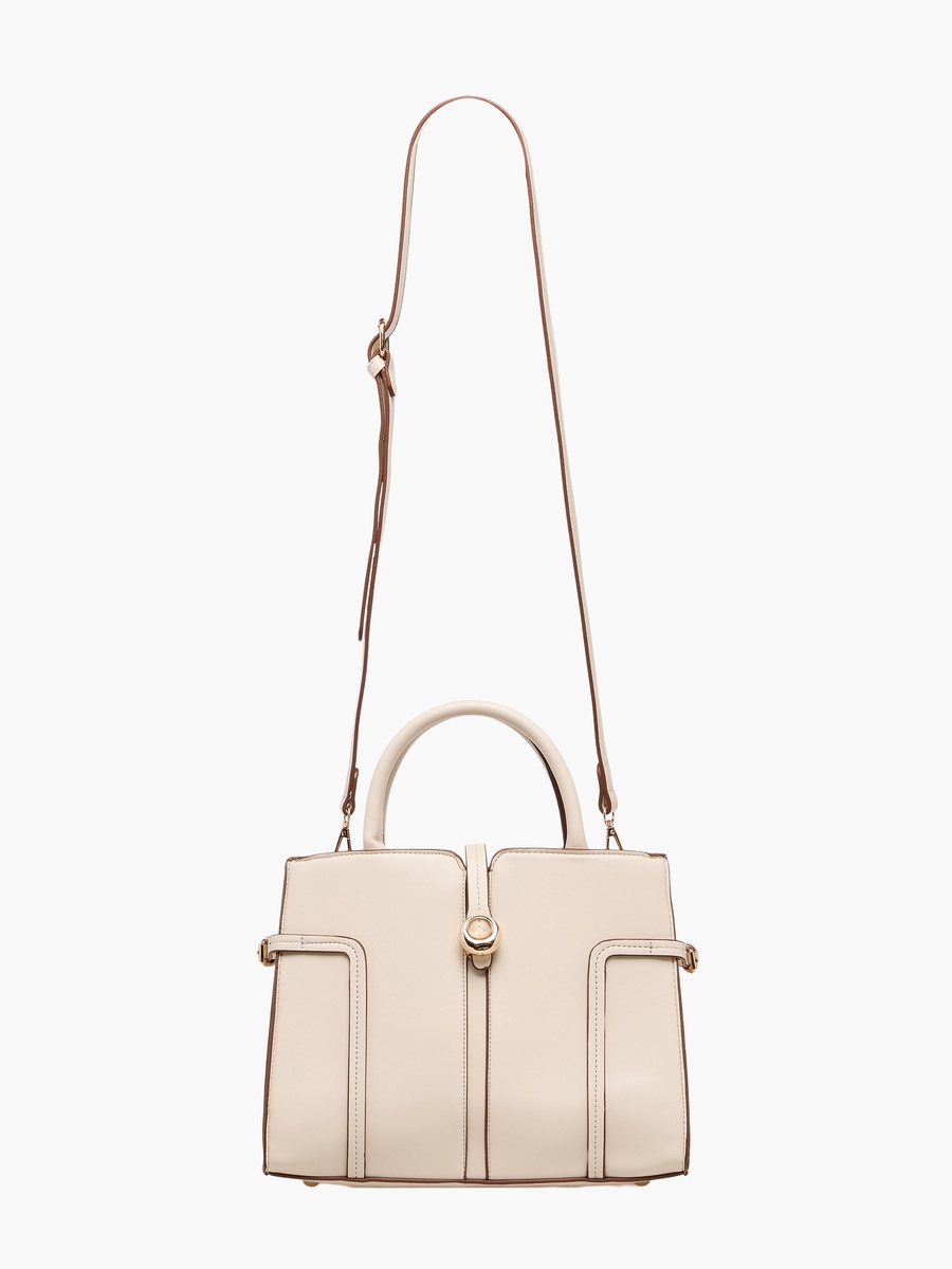 Solid Tote Bag with Detachable Strap