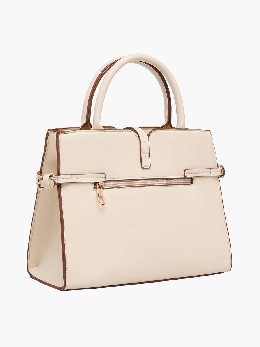 Solid Tote Bag with Detachable Strap