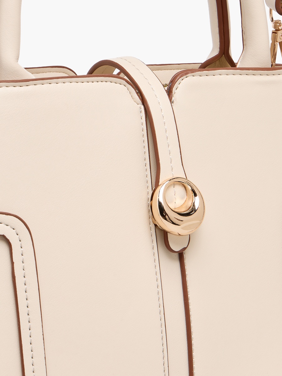 Solid Tote Bag with Detachable Strap