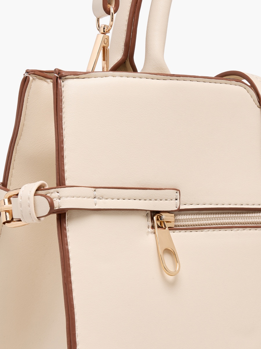Solid Tote Bag with Detachable Strap