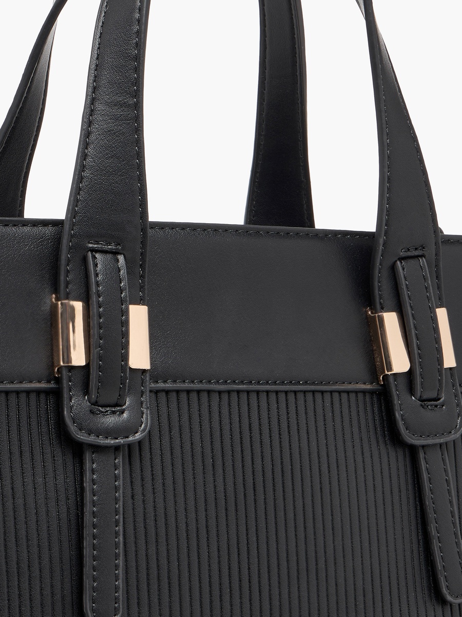 Textured Tote Bag with Detachable Strap