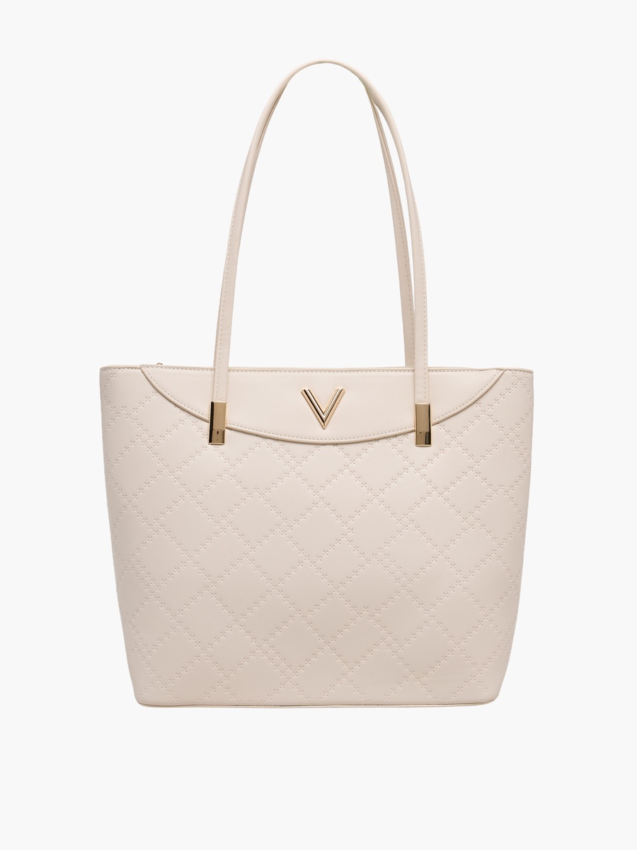 Quilted Tote Bag with Zip Closure