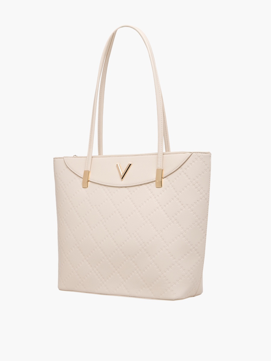 Quilted Tote Bag with Zip Closure