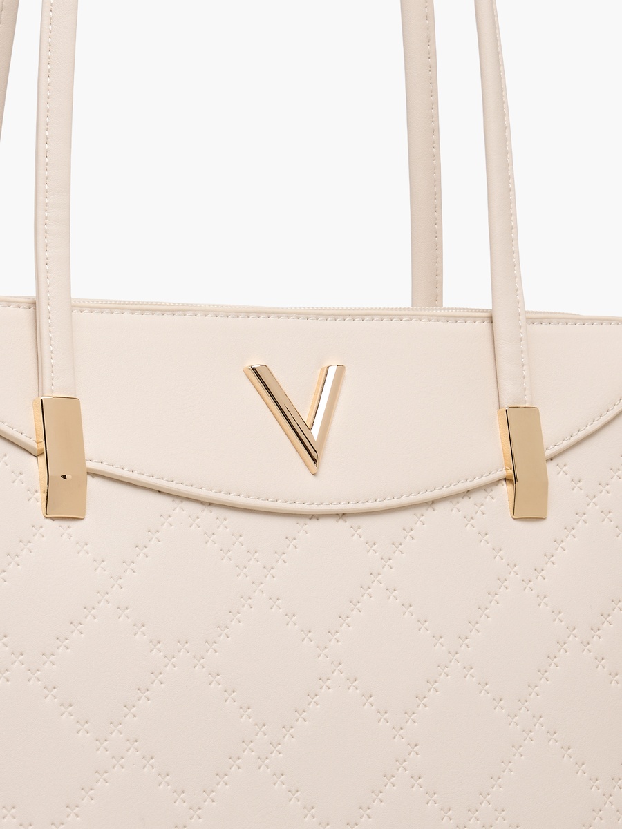 Quilted Tote Bag with Zip Closure