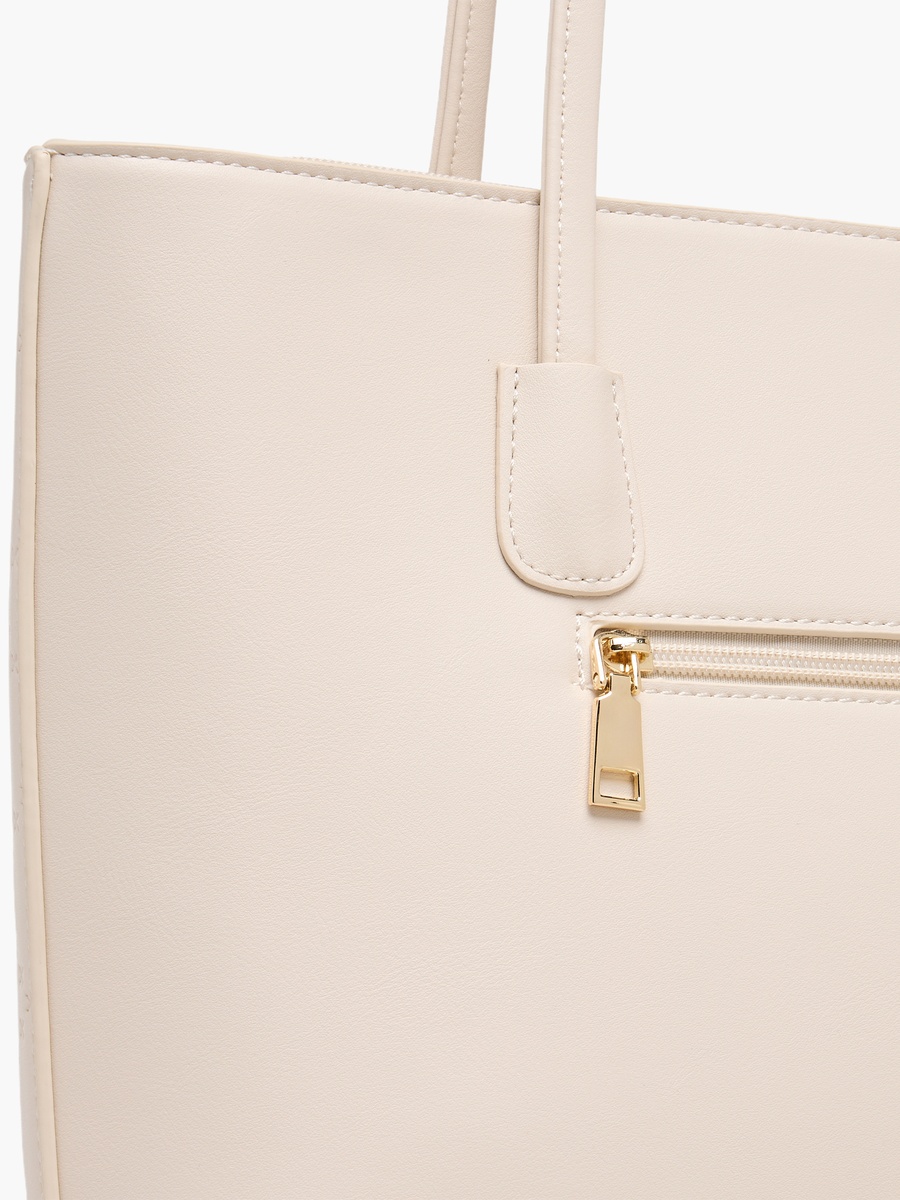 Quilted Tote Bag with Zip Closure