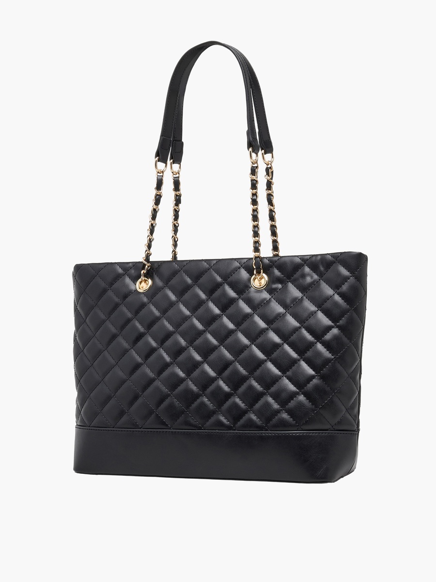 Quilted Tote Bag with Zip Closure