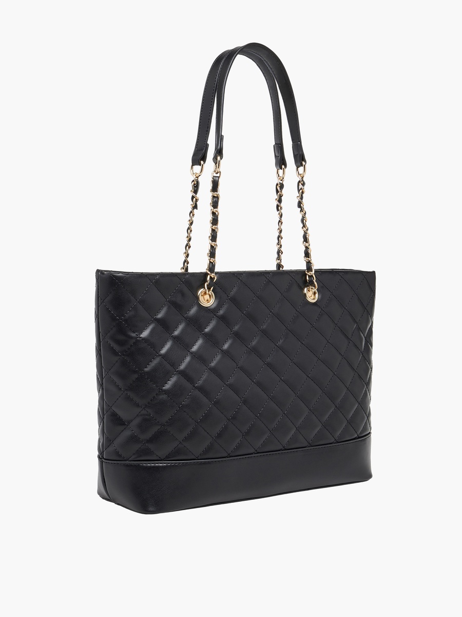 Quilted Tote Bag with Zip Closure