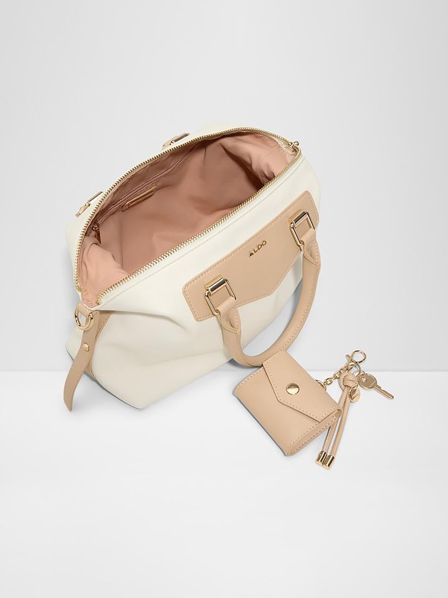 Mellowbag Plain Double Handle Satchel Bag and Pouch with Zip Closure and Strap