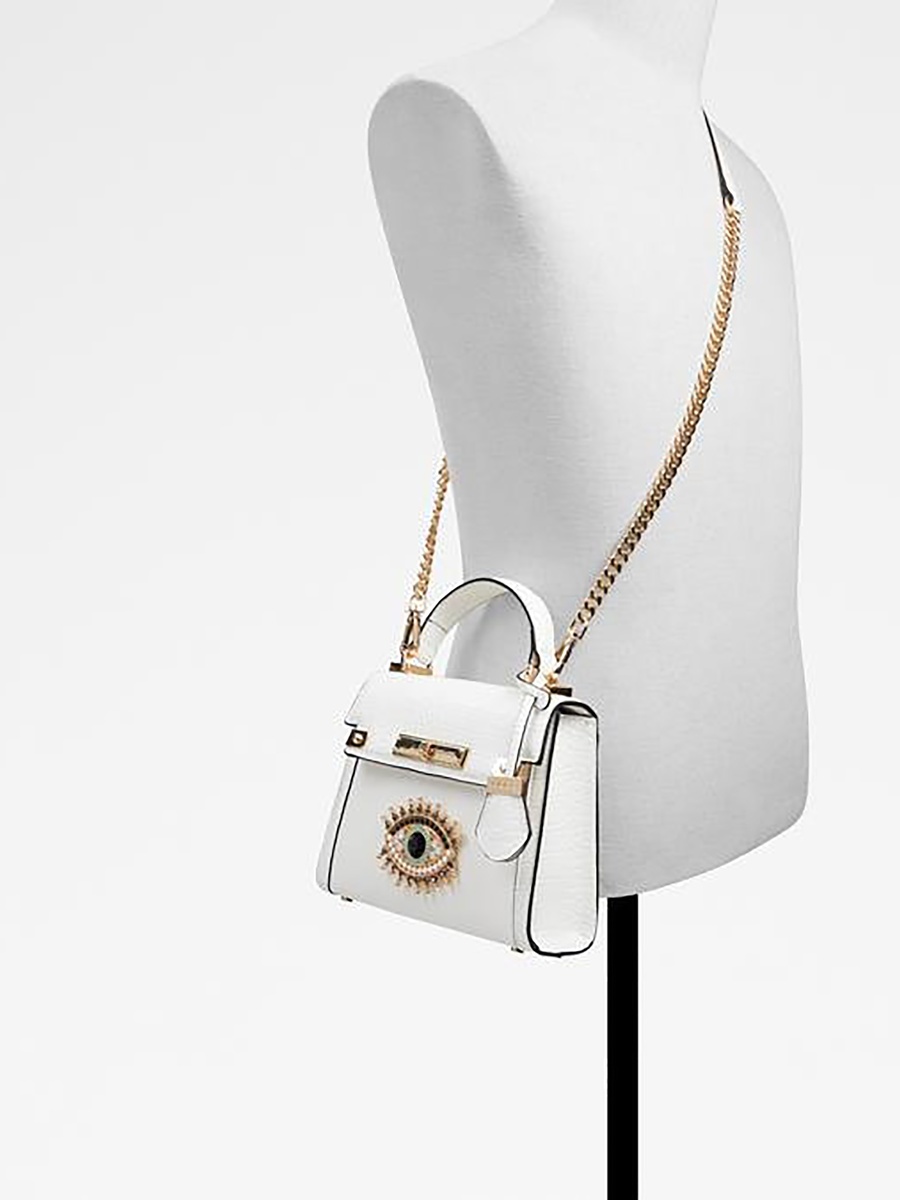Javanany Embellishment Top Handle Satchel Bag with Twist Lock Closure and Chain Strap