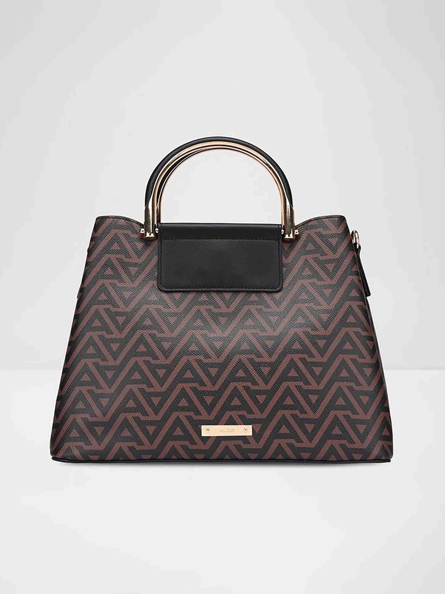 Sloana Monogram Double Handle Satchel Bag with Zipper Closure and Adjustable Strap