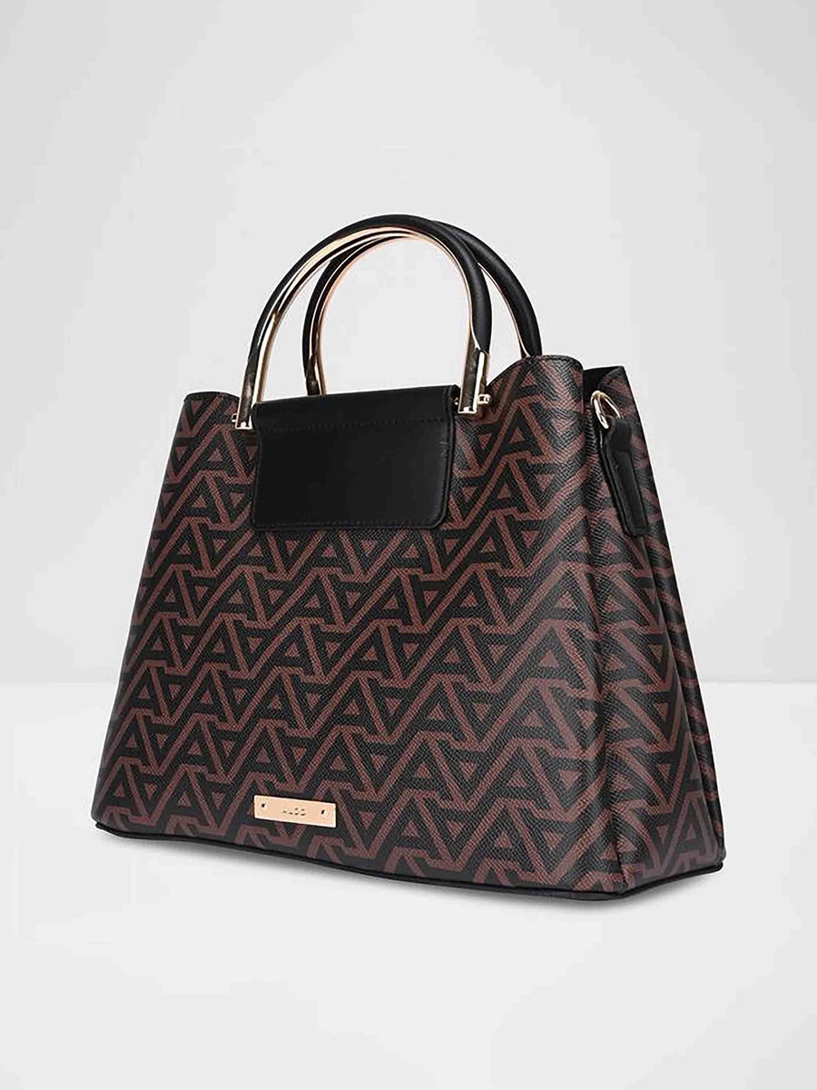 Sloana Monogram Double Handle Satchel Bag with Zipper Closure and Adjustable Strap