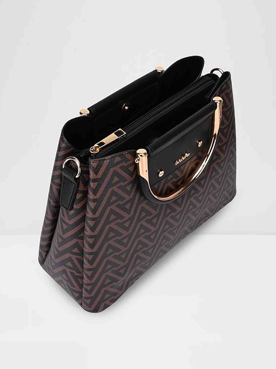 Sloana Monogram Double Handle Satchel Bag with Zipper Closure and Adjustable Strap