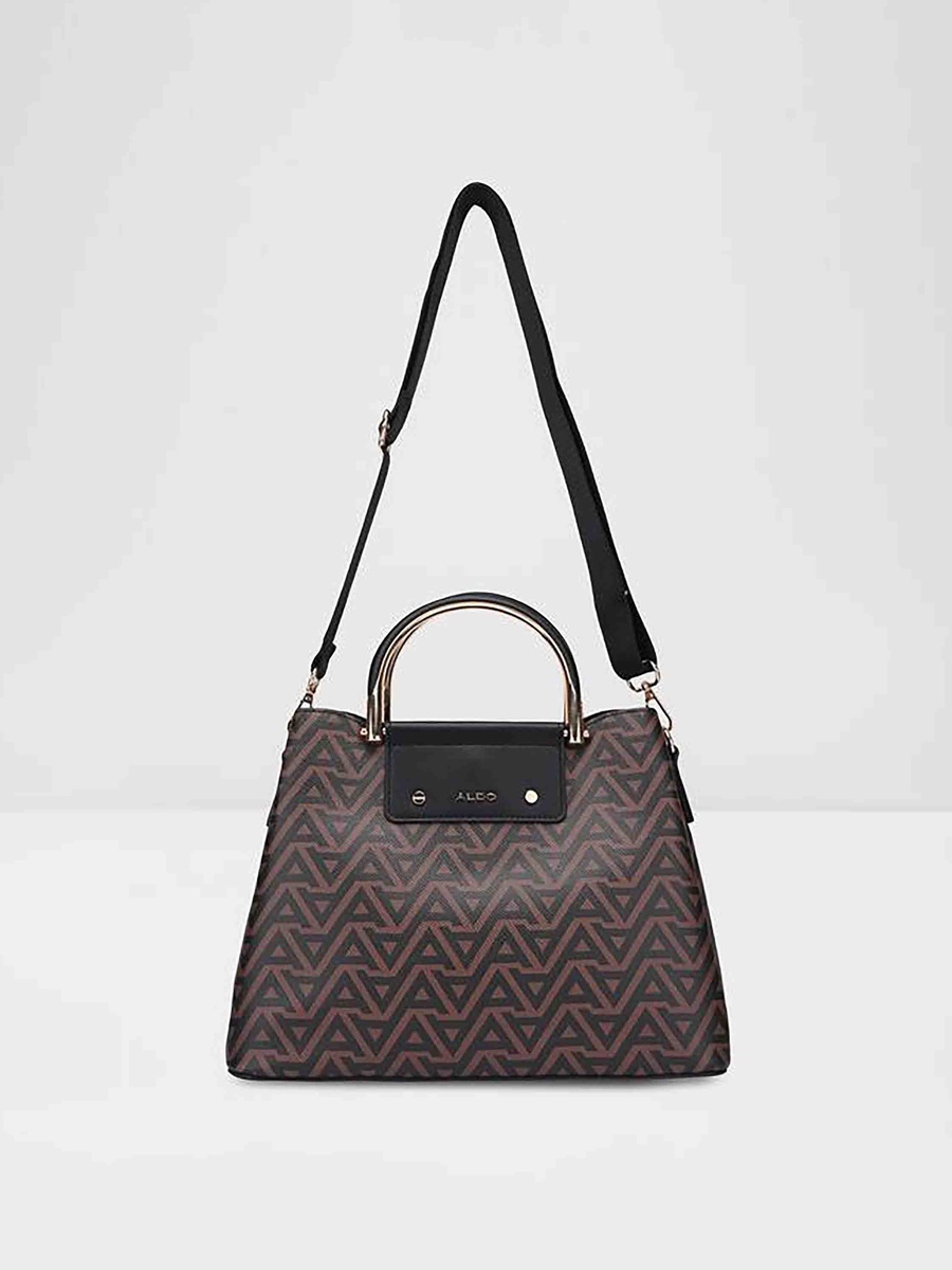 Sloana Monogram Double Handle Satchel Bag with Zipper Closure and Adjustable Strap
