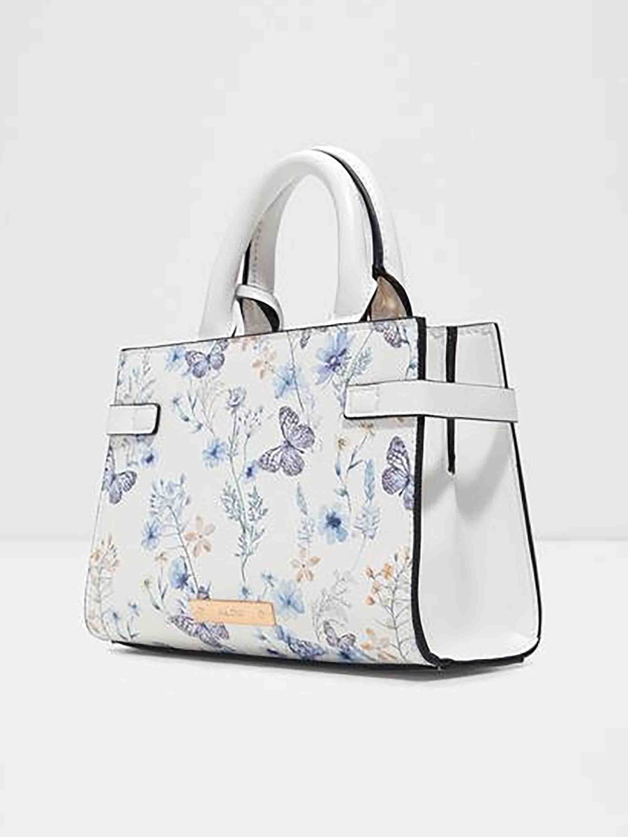 Lisbon Floral Print Double Handle Satchel Bag with Zip Closure and Adjustable Strap