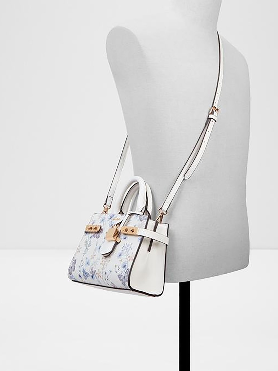 Lisbon Floral Print Double Handle Satchel Bag with Zip Closure and Adjustable Strap