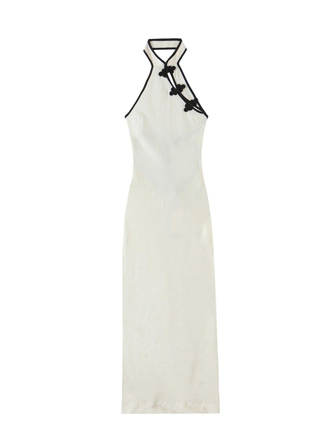 White Solid Halter Neck A-Line Maxi Dress