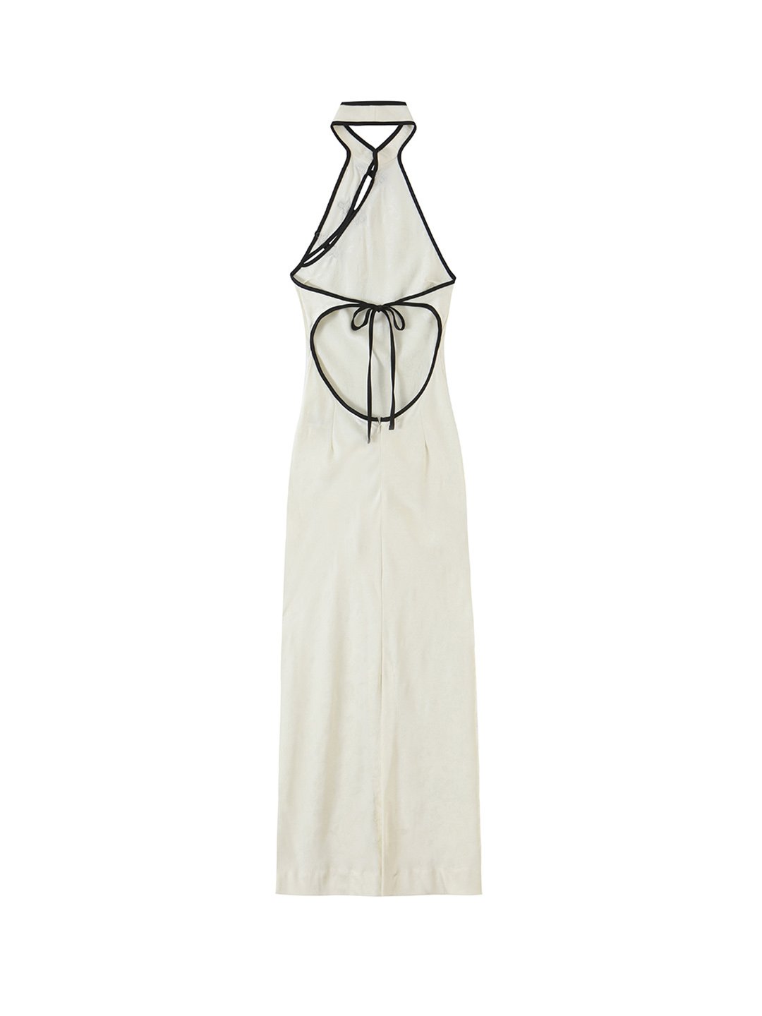 White Solid Halter Neck A-Line Maxi Dress