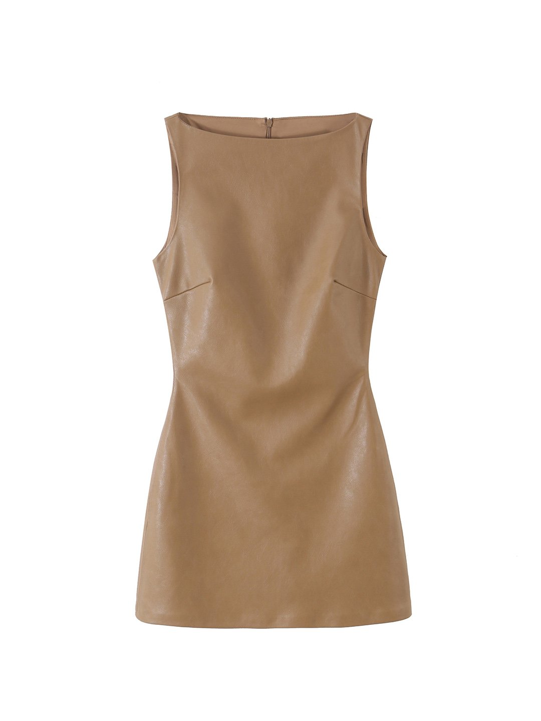 Sleeveless A-Line Mini Dress in Coffee Brown