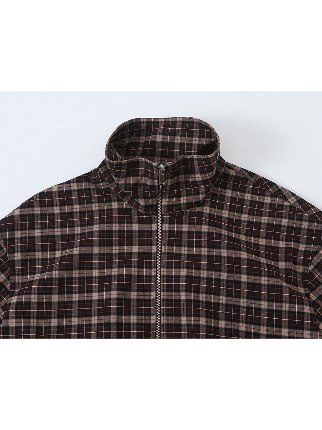 Multi-Plaid Cropped Windbreaker Jacket