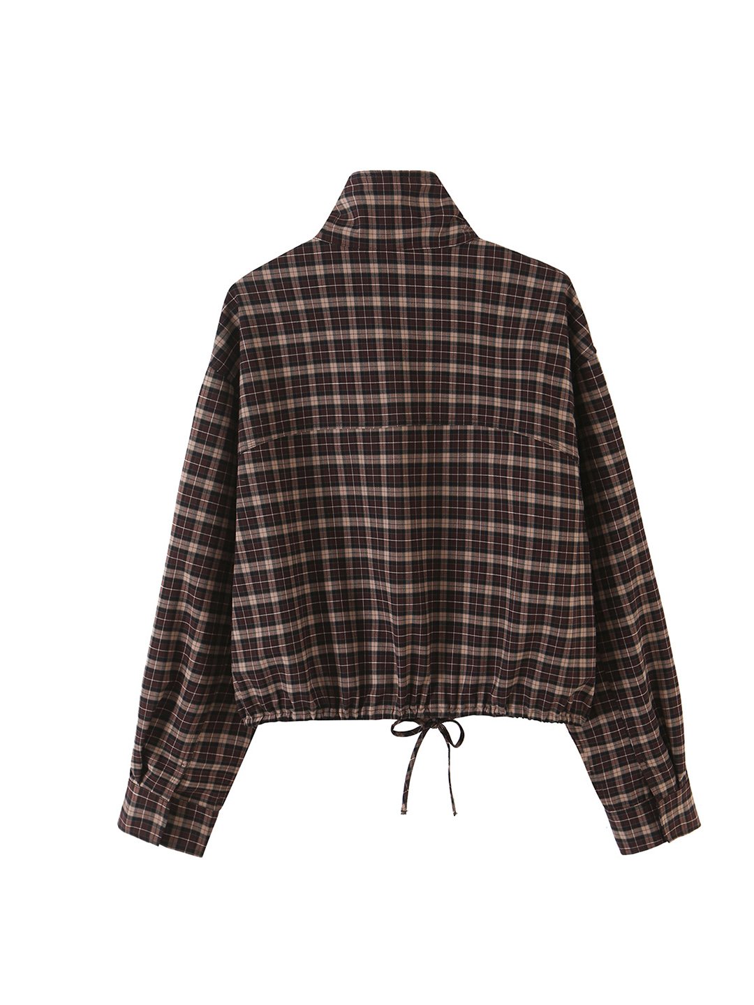 Multi-Plaid Cropped Windbreaker Jacket