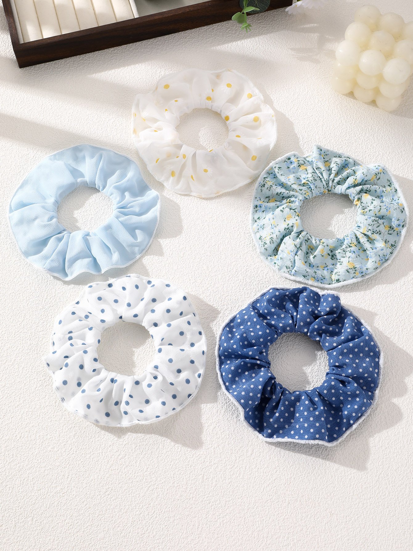 Polka Dot and Floral Scrunchie Set