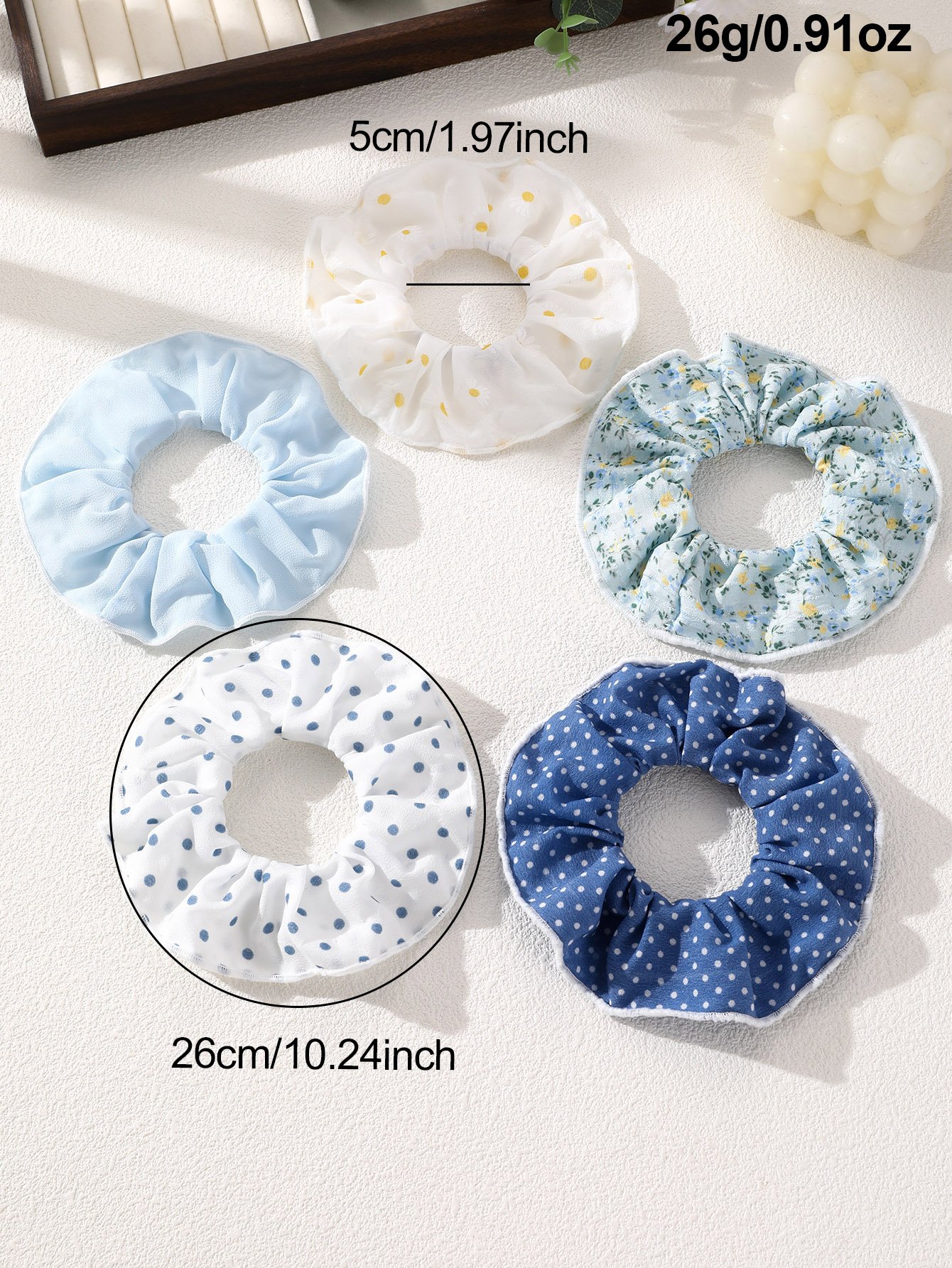 Polka Dot and Floral Scrunchie Set