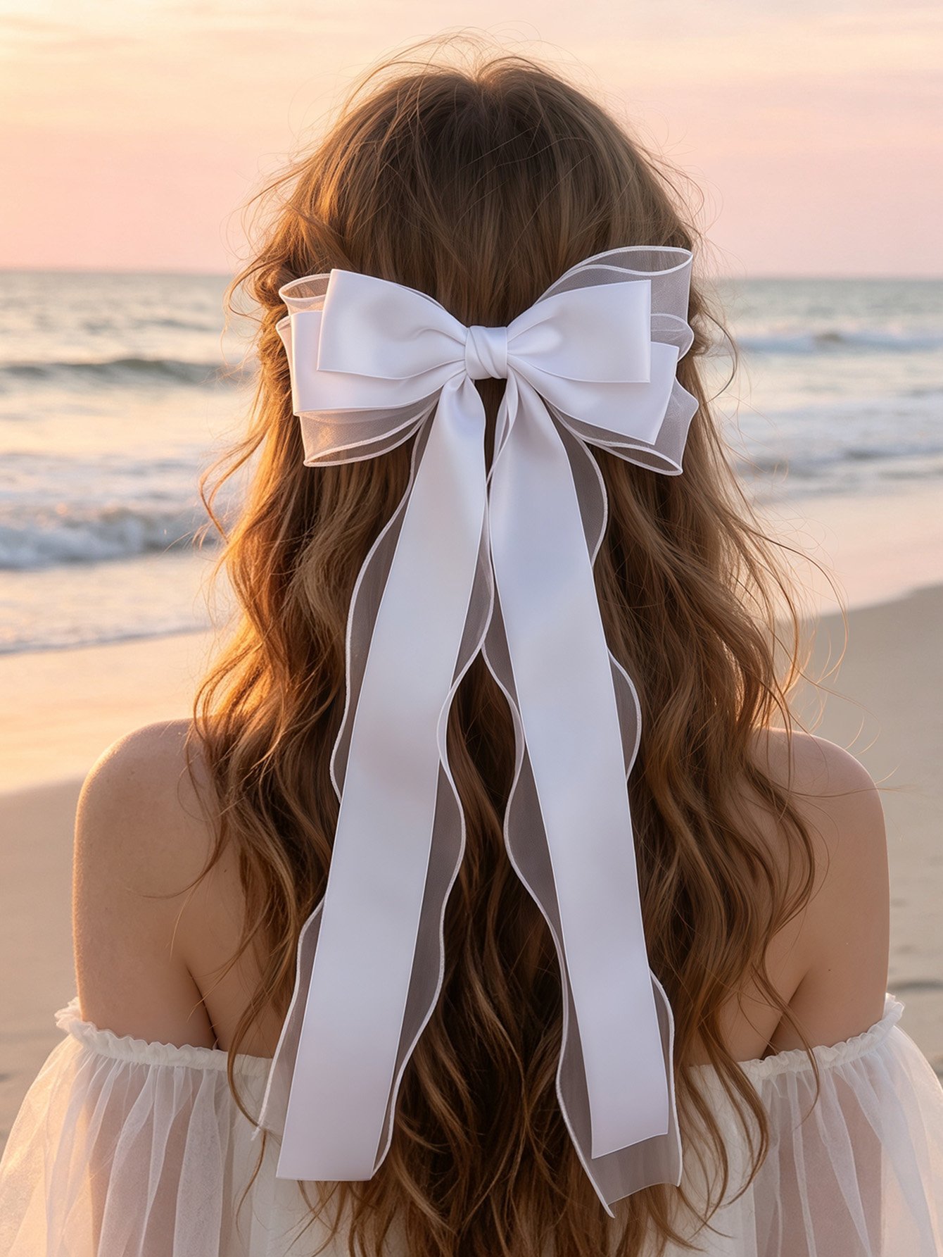 White Ribbon Hair Bow