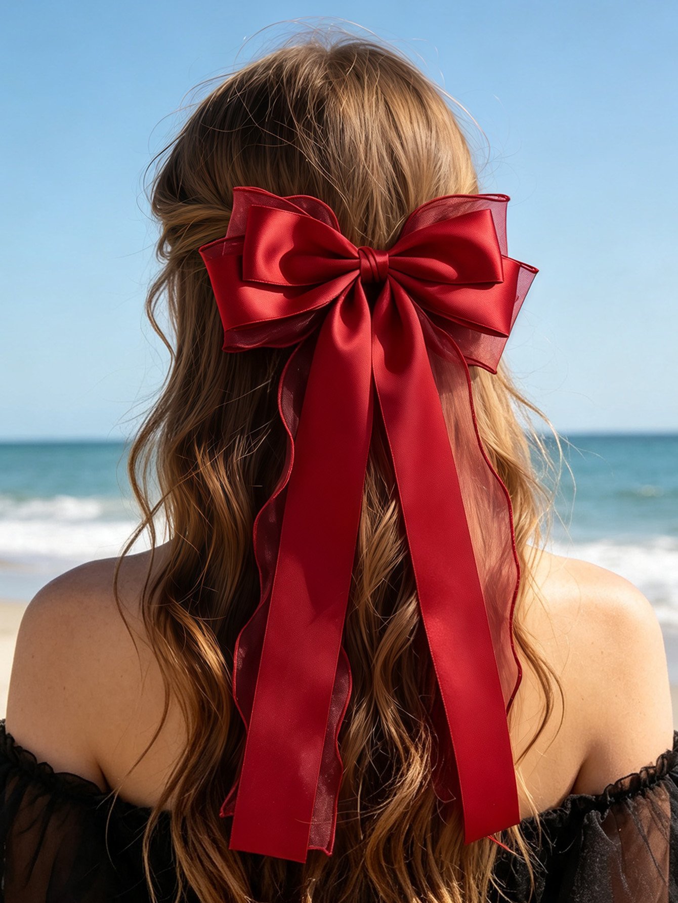 Red Bow Hair Clip