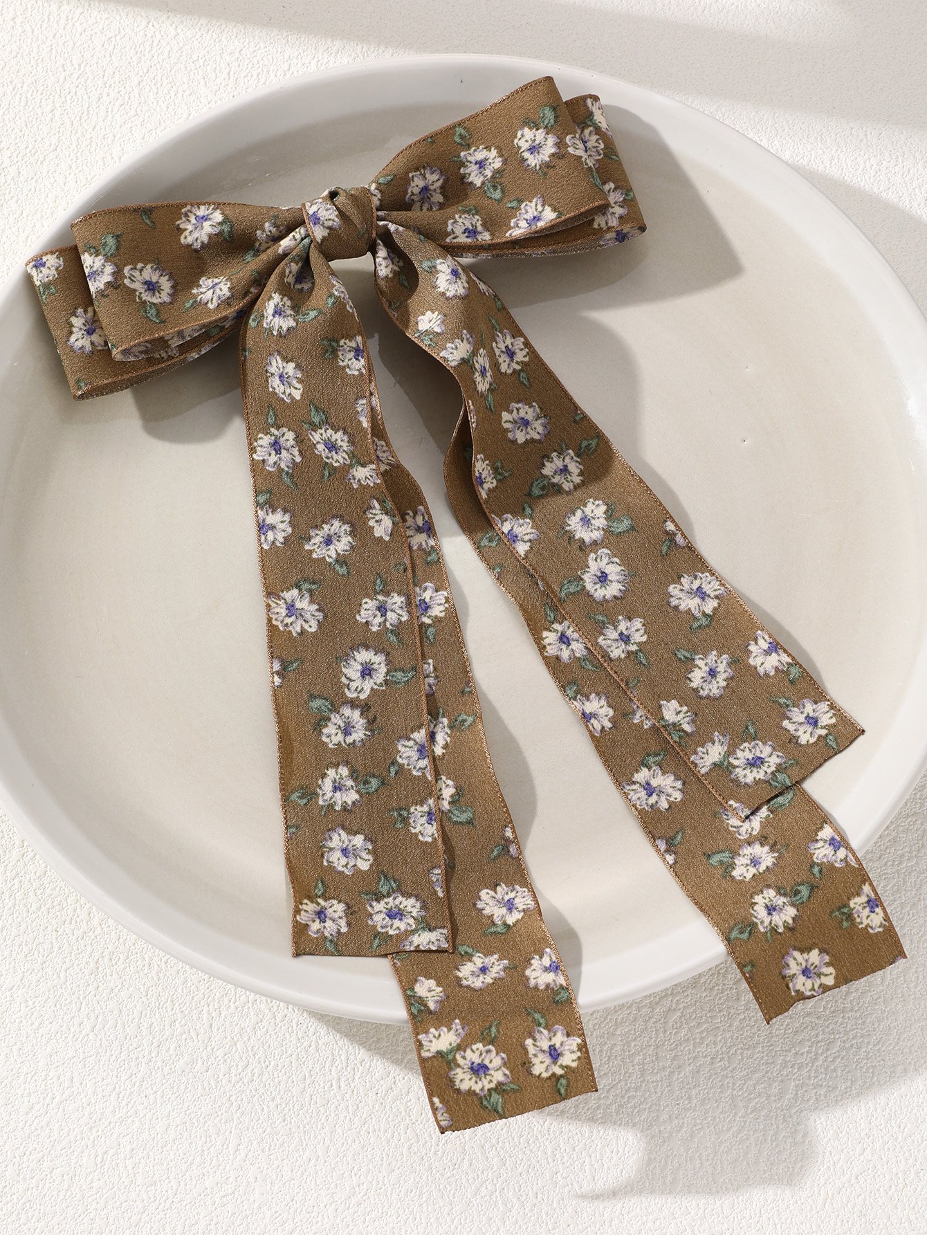 Floral Ribbon Hair Bow Clip