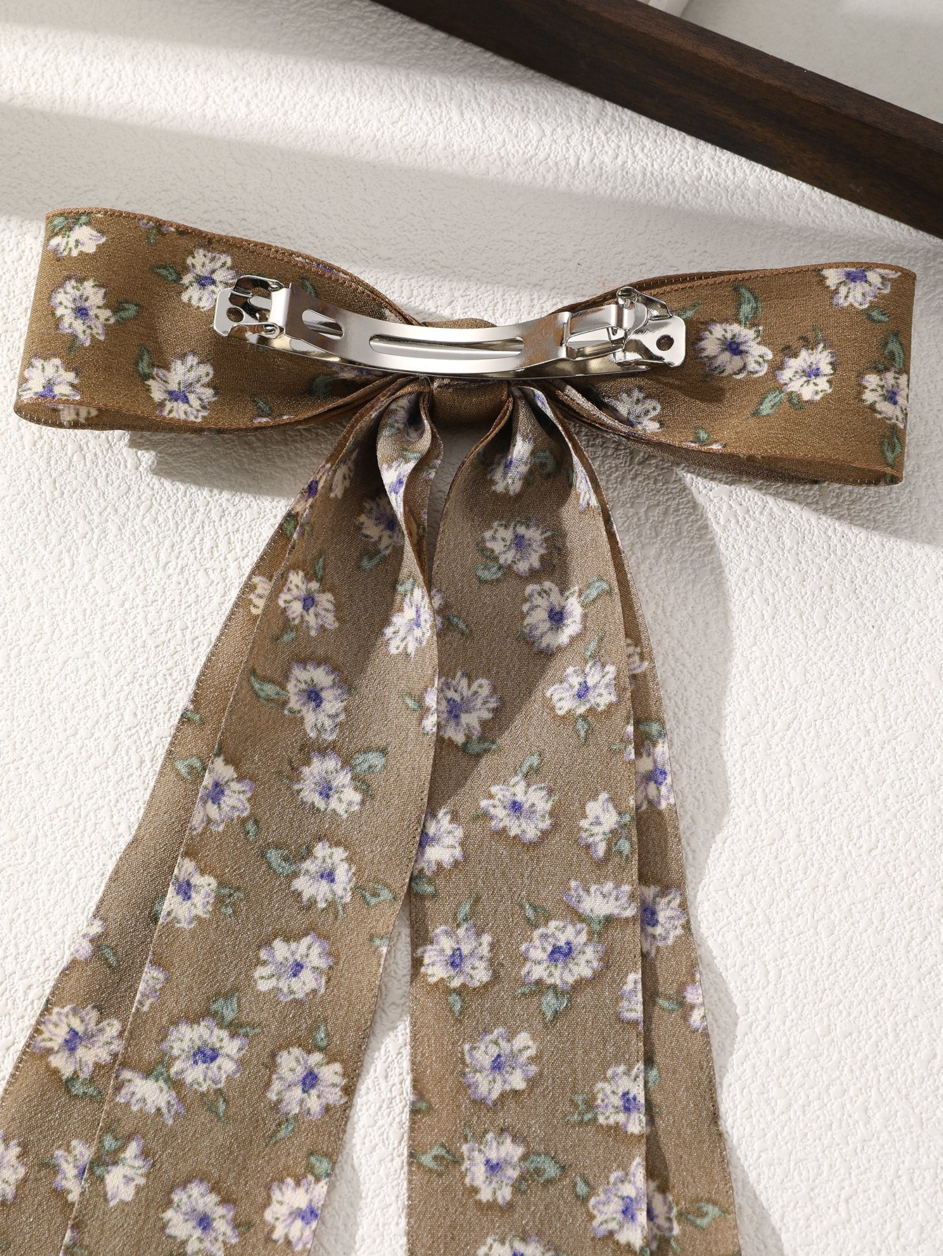 Floral Ribbon Hair Bow Clip