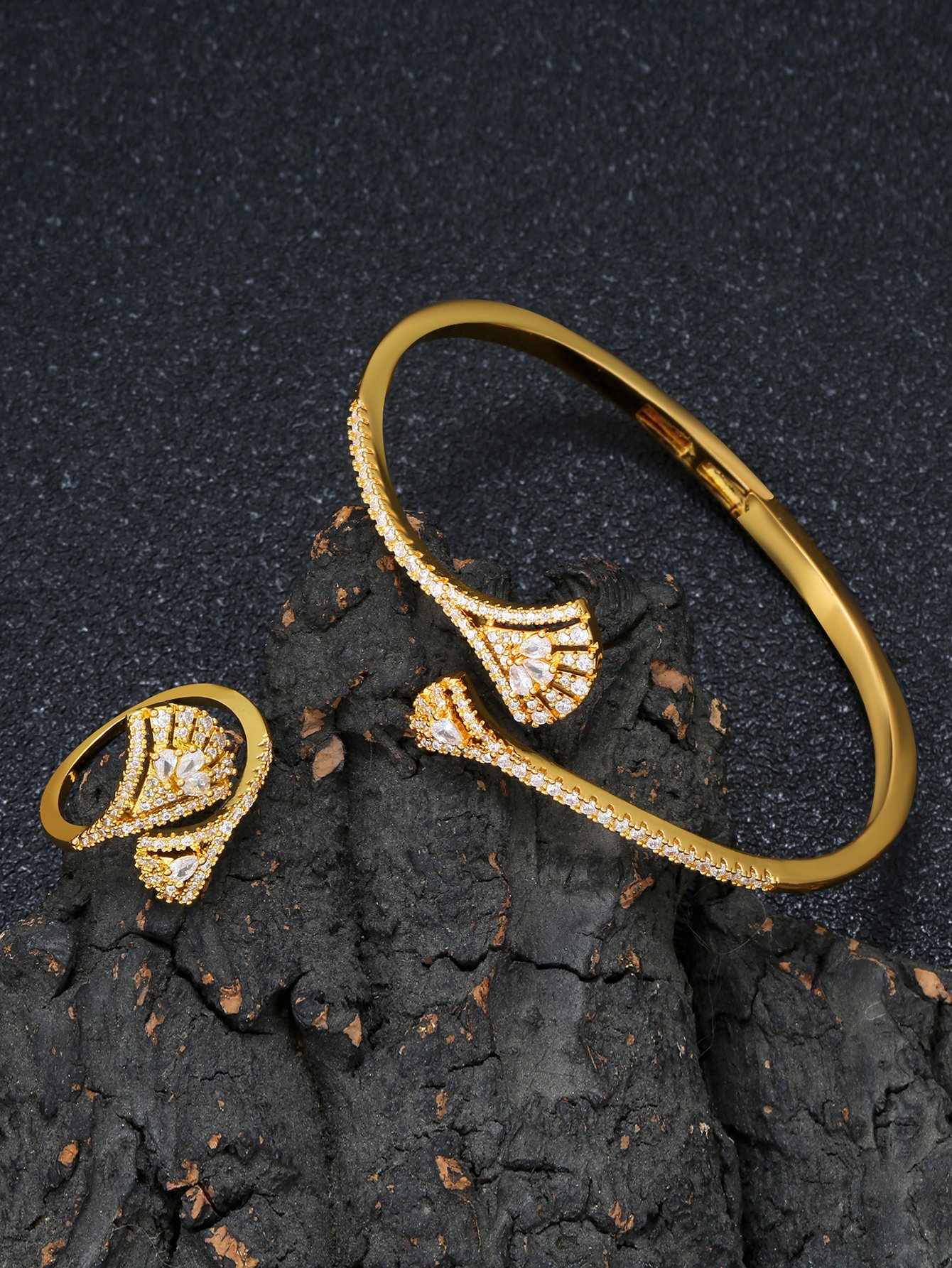 Gold Texture Cuff Bracelet