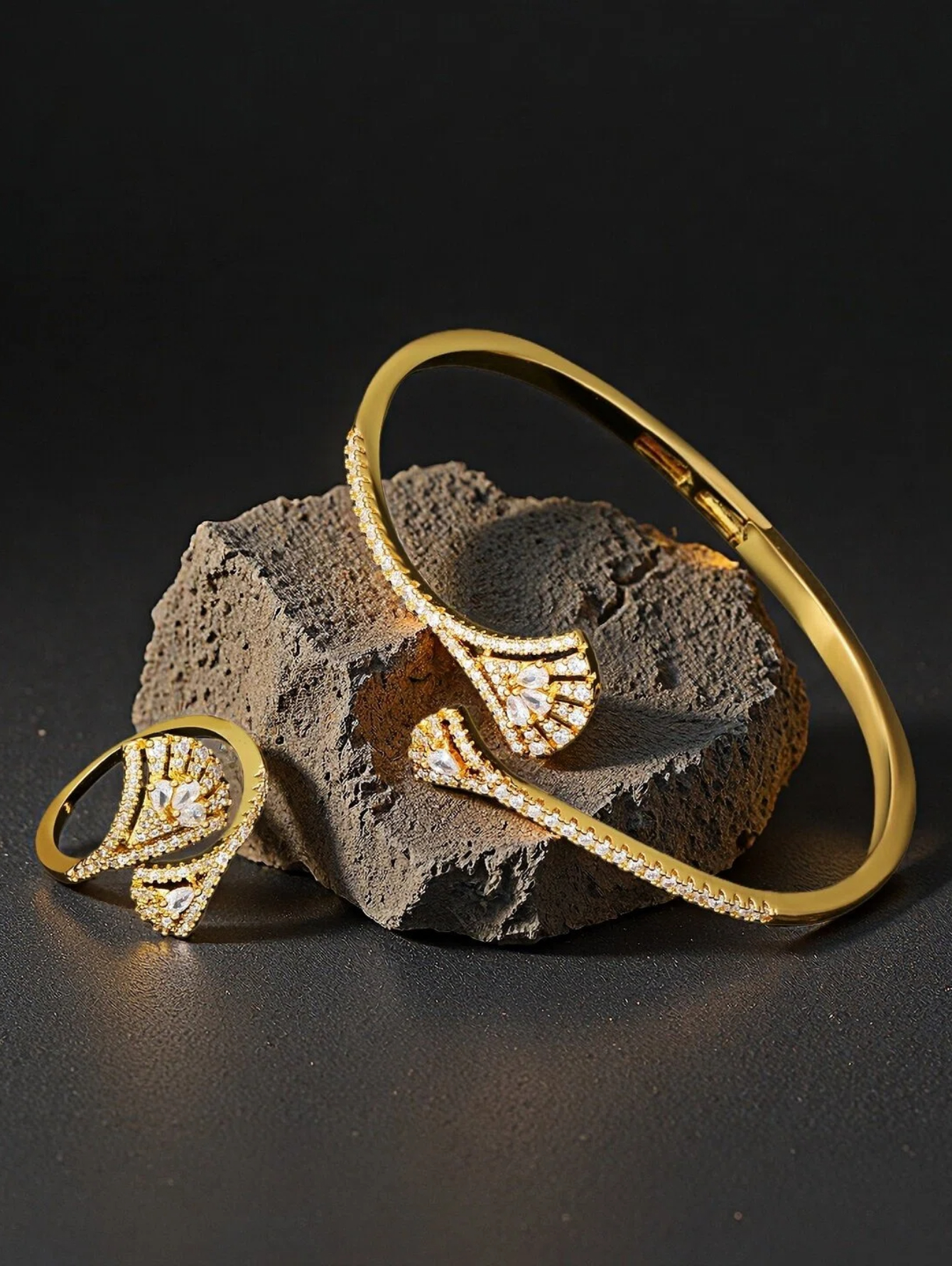 Gold Texture Cuff Bracelet