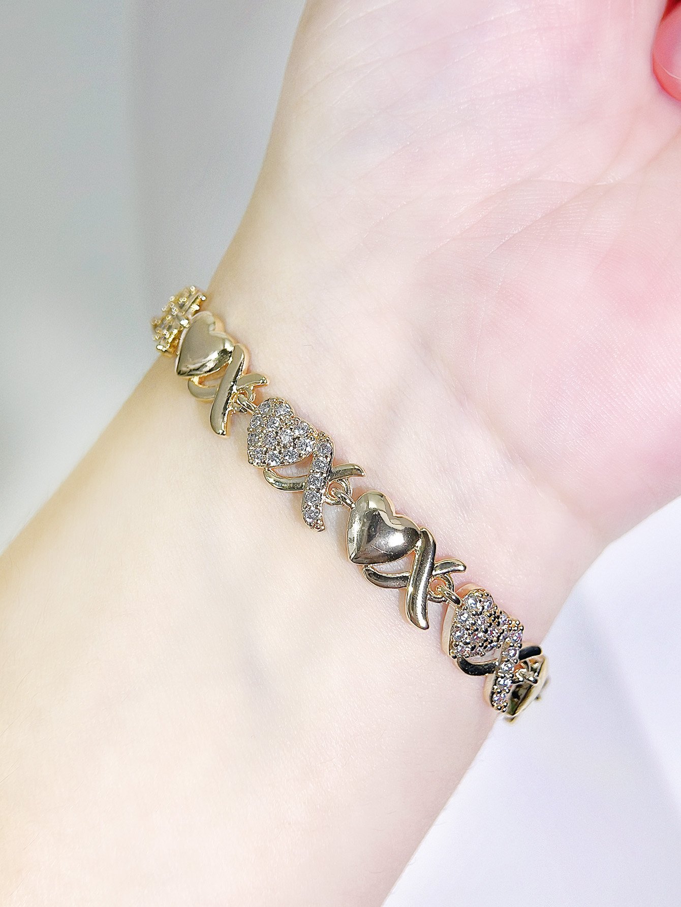 Golden Heart and XOXO Link Bracelet