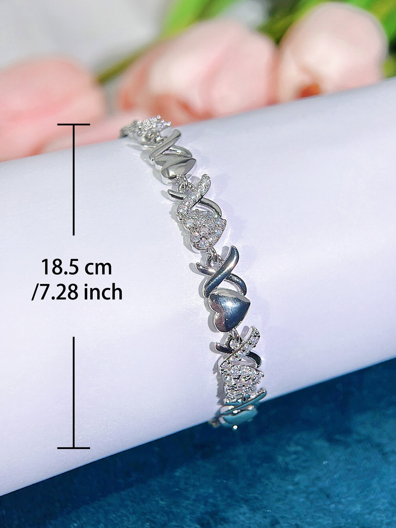 Silver Heart and X-Link Bracelet